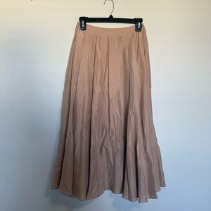J. Peterman Silk Pleated Skirt Pink 0